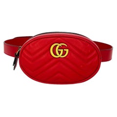 Gucci Red Marmont Matelasse Belt Bag
