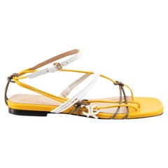 Yellow Leather Strappy Flat Sandals Size IT 36