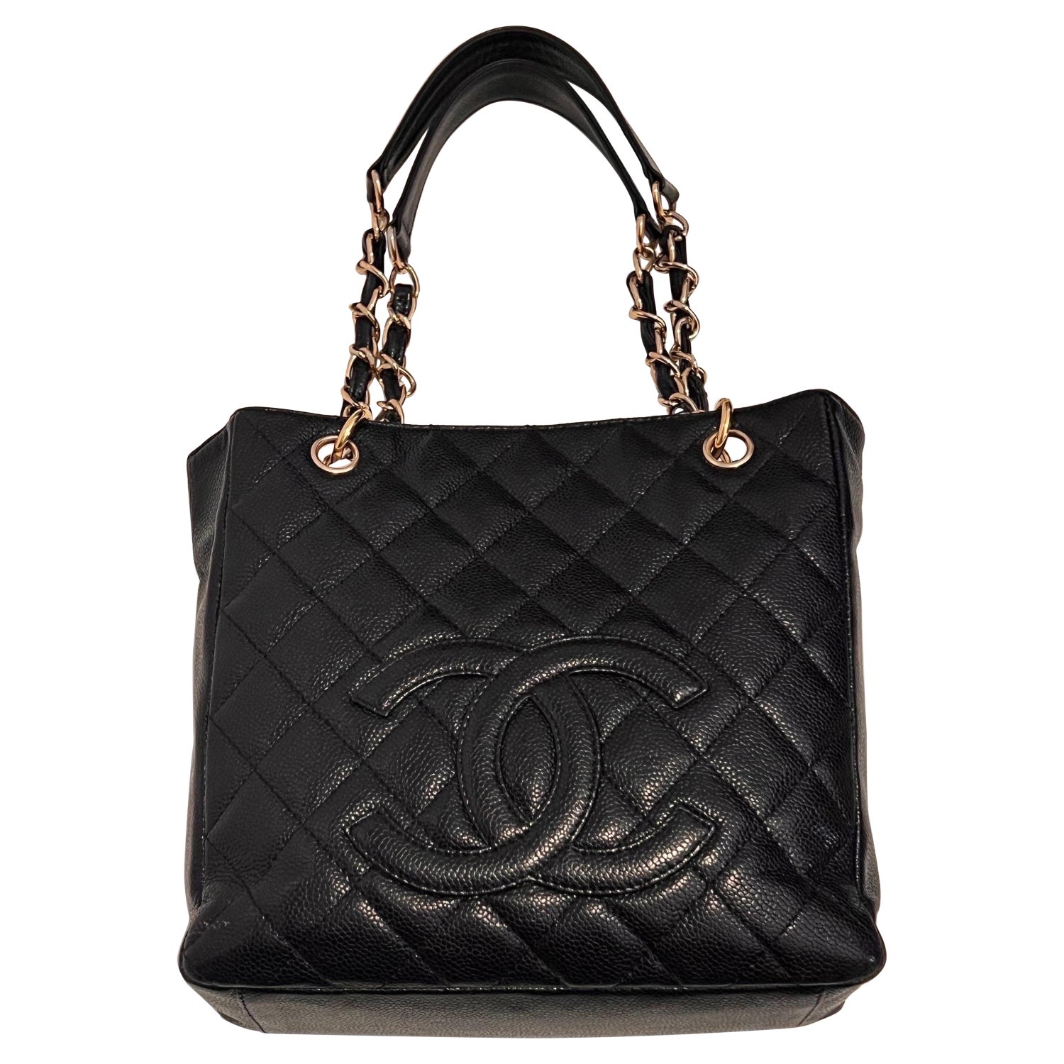 Chanel Black Vintage Patent GST Grand Shopping Tote Bag Chanel