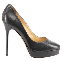 Grey Eel Leather Platform Pumps Size IT 38