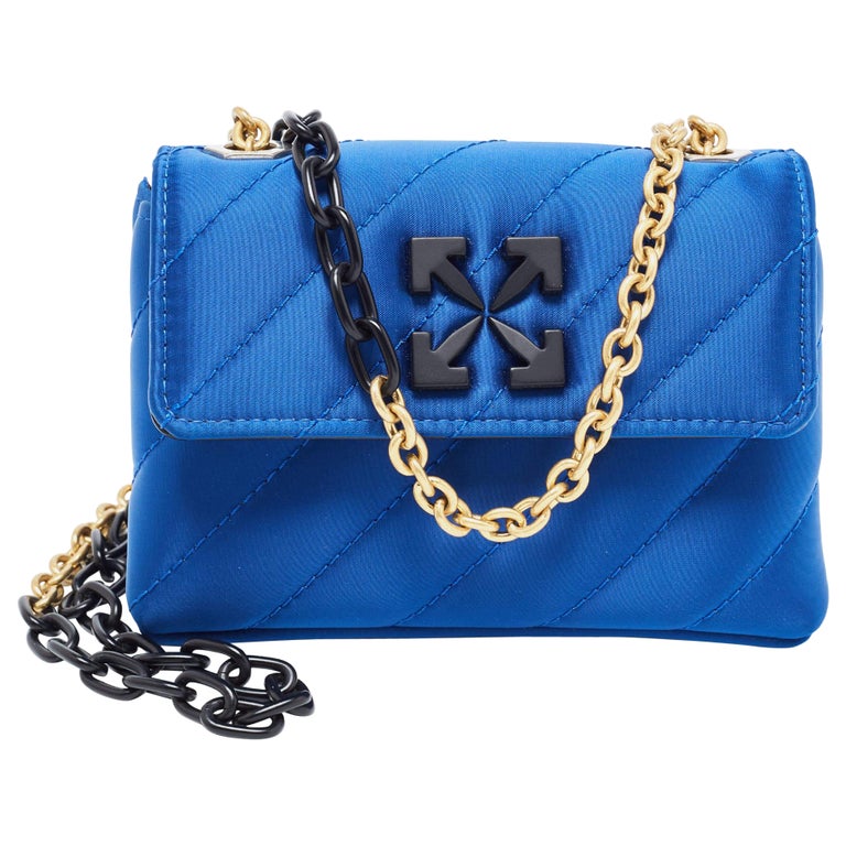 Off-White Blue Leather Jitney Flap Crossbody Bag at 1stDibs