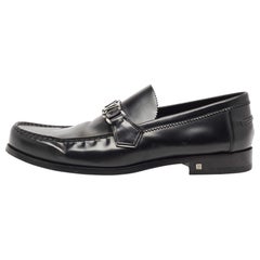 Louis Vuitton Black Leather Major Logo Slip On Loafers Size 43