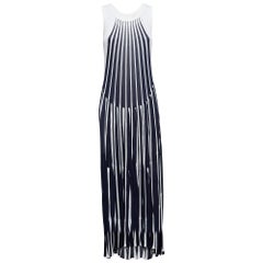 Chloe Navy Blue/White Striped Knit Sleeveless Flared Maxi Dress M