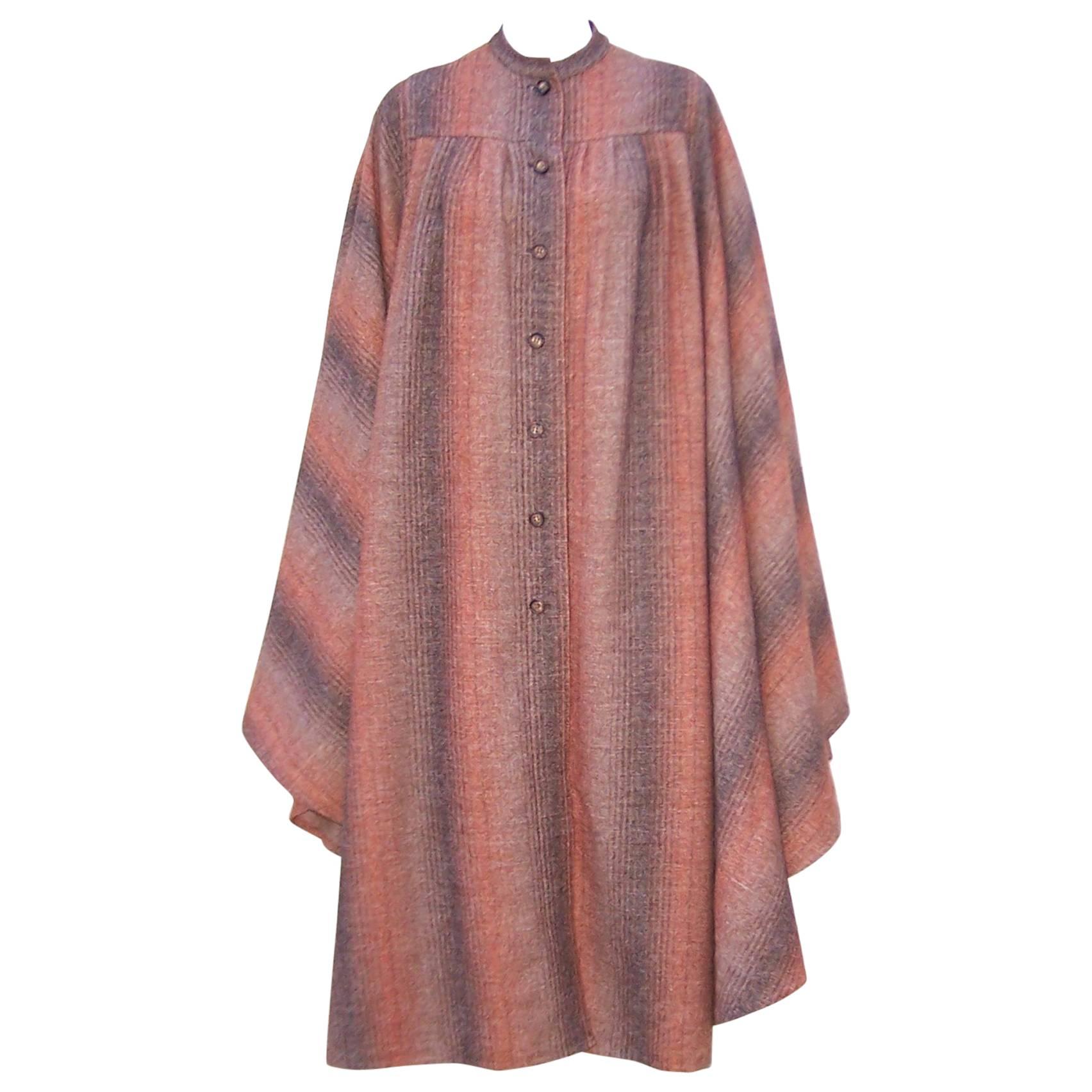 1970's Lanvin Haute Couture Autumnal Wool Tweed Cape