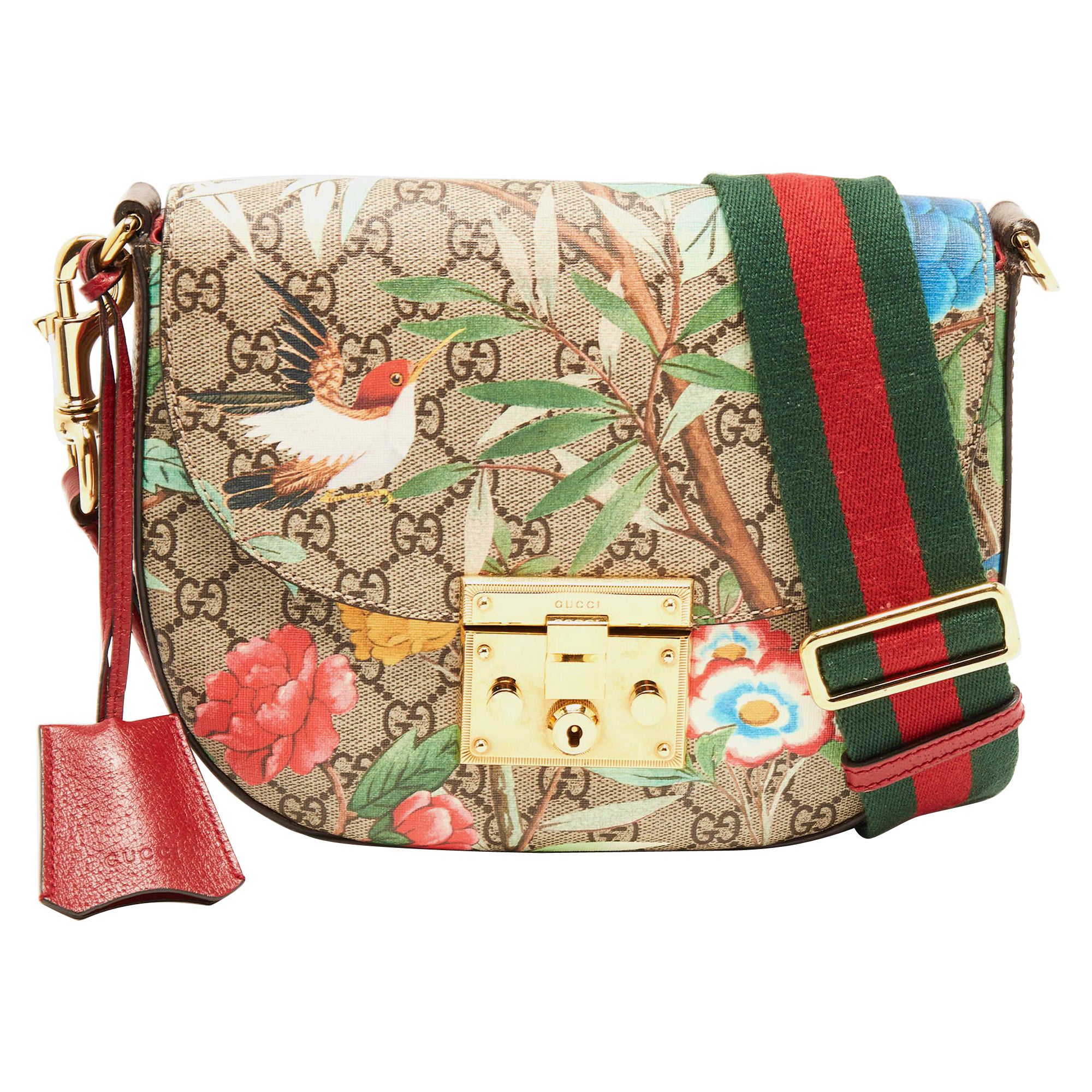 Gucci Multicolor GG Supreme Canvas Tian Padlock Messenger Bag