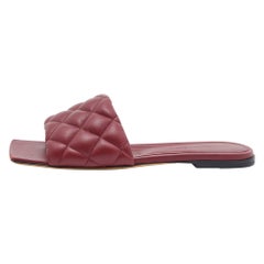 Bottega Veneta Red Quilted Leather Lido Flat Slides Size 37.5