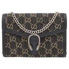 Gucci Black GG Denim Mini Dionysus Chain Shoulder Bag