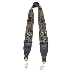 Valentino Multicolor Camu Fabric and Leather Guitar Bag Strap