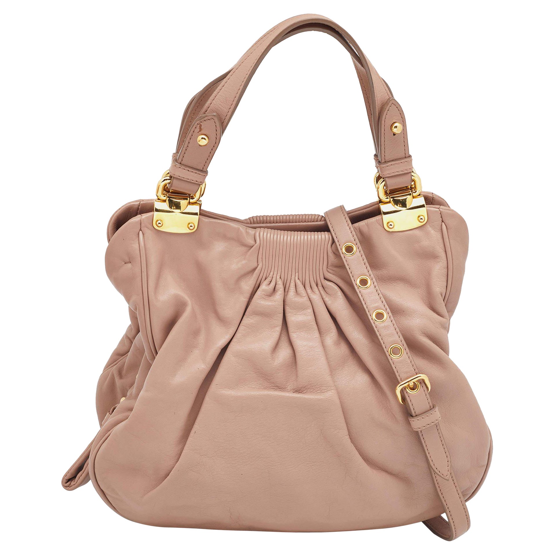 Miu Miu Beige Leather Shoulder Bag