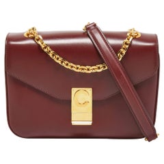 Celine Burgundy Leather Medium C Shoulder Bag