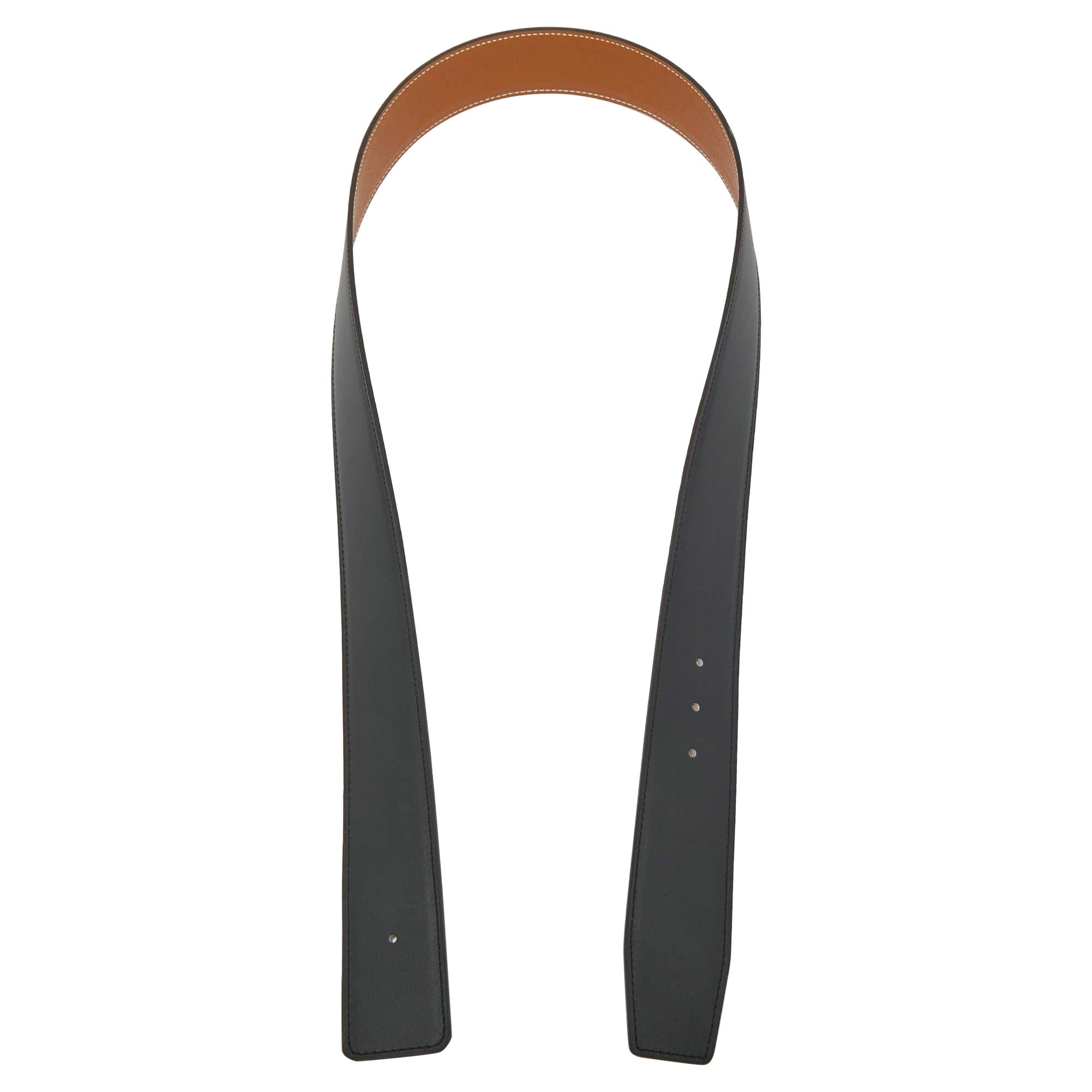 Hermes Black/Gold Epsom and Chamonix Leather Belt Strap 90CM