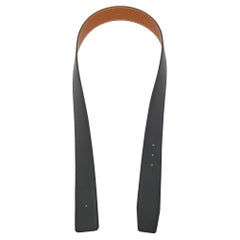 Hermes Black/Gold Epsom and Chamonix Leather Belt Strap 90CM