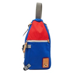 Loewe Blue/Red Canvas Color-Block Sling Backpack