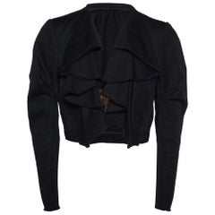 Schwarze geraffte Denim-Crop-Jacke von Louis Vuitton, M