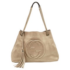Gucci Pale Gold Leather Medium Soho Chain Shoulder Bag