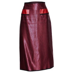 Louis Vuitton Burgundy Lurex Silk Midi Skirt M