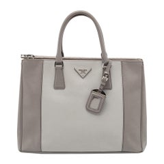 Prada Two-Tone Saffiano Leather Large Double Zip Tote