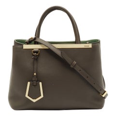 Tote 2Jours piccola in pelle grigia di Fendi