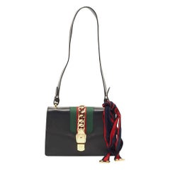 Gucci Black Leather Sylvie Shoulder Bag