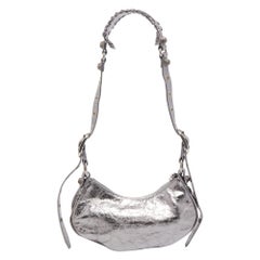Used Balenciaga Silver Leather XS Le Cagole Shoulder Bag