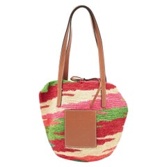 LOEWE Shigra Pattern Woven Straw Basket Bag