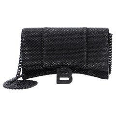 Balenciaga Hourglass Chain Wallet Suede with Crystals XS