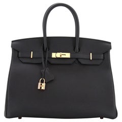 Hermes Birkin Handbag Noir Togo with Rose Gold Hardware 35