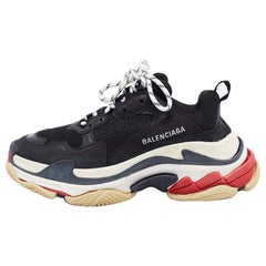 Balenciaga Black Mesh and Leather Triple S Sneakers Size 39