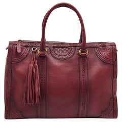 Gucci Burgundy Duilio Brogue Leather Chablis Duffel Bag