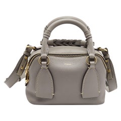 Chloe Grey Leather Small Daria Shoulder Bag