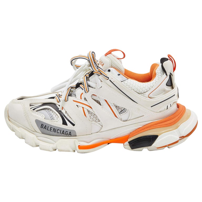 Balenciaga Off White/Orange Leather and Mesh Track Sneakers Size 38 at  1stDibs