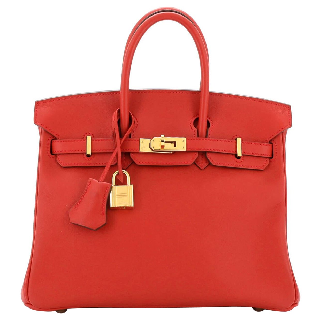 Hermes Birkin Handbag Rouge Casaque Swift with Gold Hardware 25