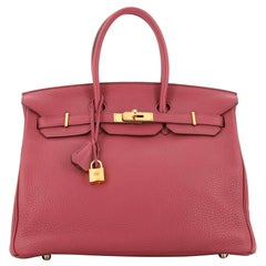 Hermes  Birkin Handbag Bois De Rose Clemence with Gold Hardware 35