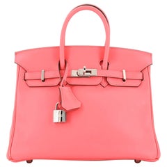 Hermes Birkin Handtasche Rose Azalée Swift mit Palladium Hardware 25