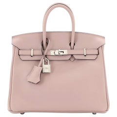 Hermes Birkin Handbag Glycine Swift with Palladium Hardware 25