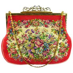 Vintage Floral Tapestry Handbag