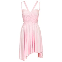 S/S 1995 Gianni Versace Pink Jersey Asymmetrical Mini Dress