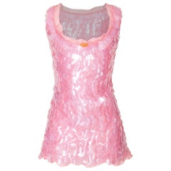 Vintage c. 1999 Prada by Miuccia Prada Pink Paillette Mini Dress