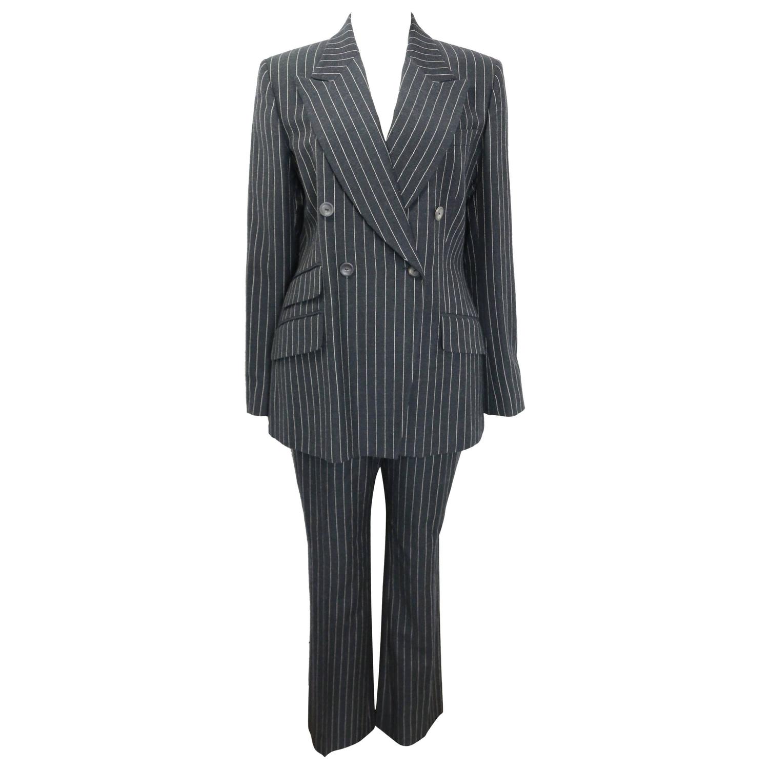 Gucci by Tom Ford Black and White Pinstripe Wool Double ...