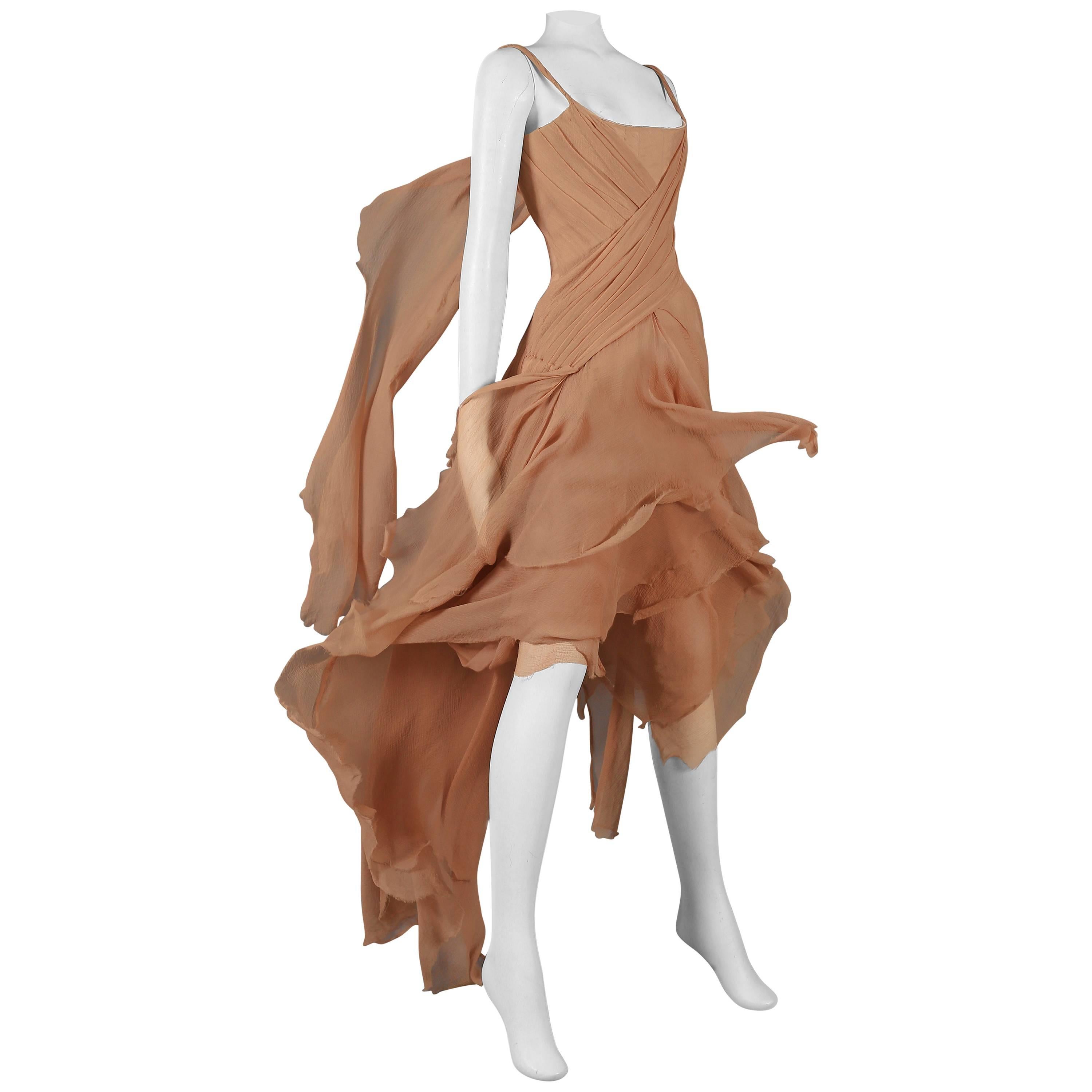 Alexander McQueen nude silk chiffon 'Irere' evening gown, circa 2003