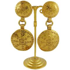 Yves Saint Laurent YSL Ethnic Shield Dangling Earrings 4