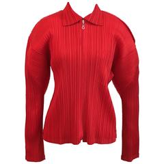 Issey Miyake Pleats Please Red Pleated Blouse