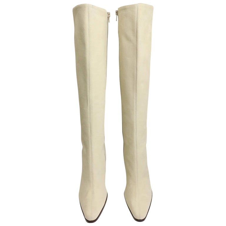 Celine White Suede Long Boots at 1stDibs celine white boots
