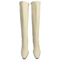 Celine White Suede Long Boots 1