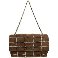 Vintage Chanel Brown Identification Suede Flap Bag