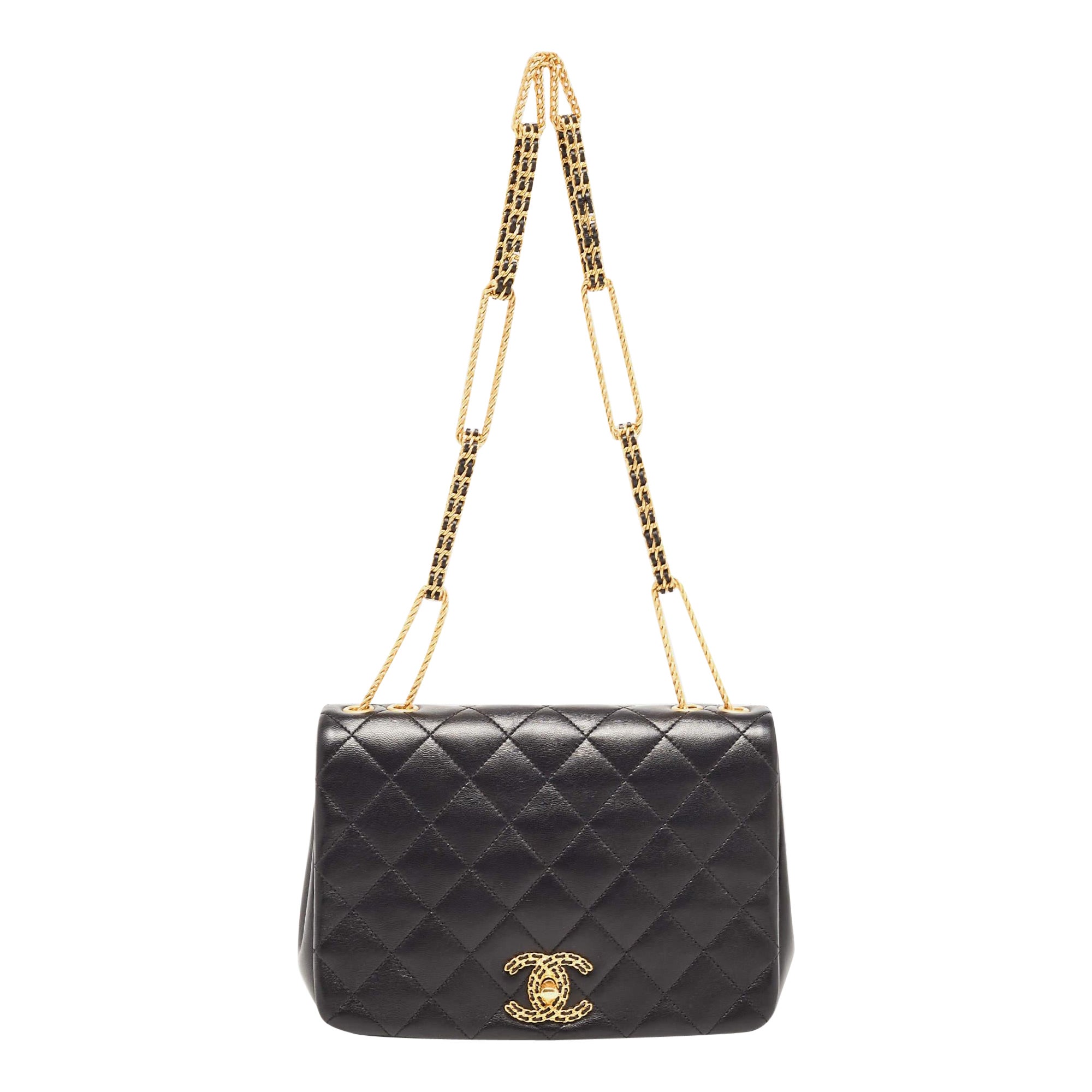 Chanel Black Quilted Leather CC Full Flap Bag For Sale at 1stDibs