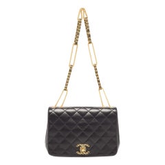 Chanel Black Quilted Leather CC Full Flap Bag