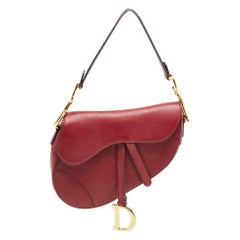 Dior Red Leather Saddle Bag