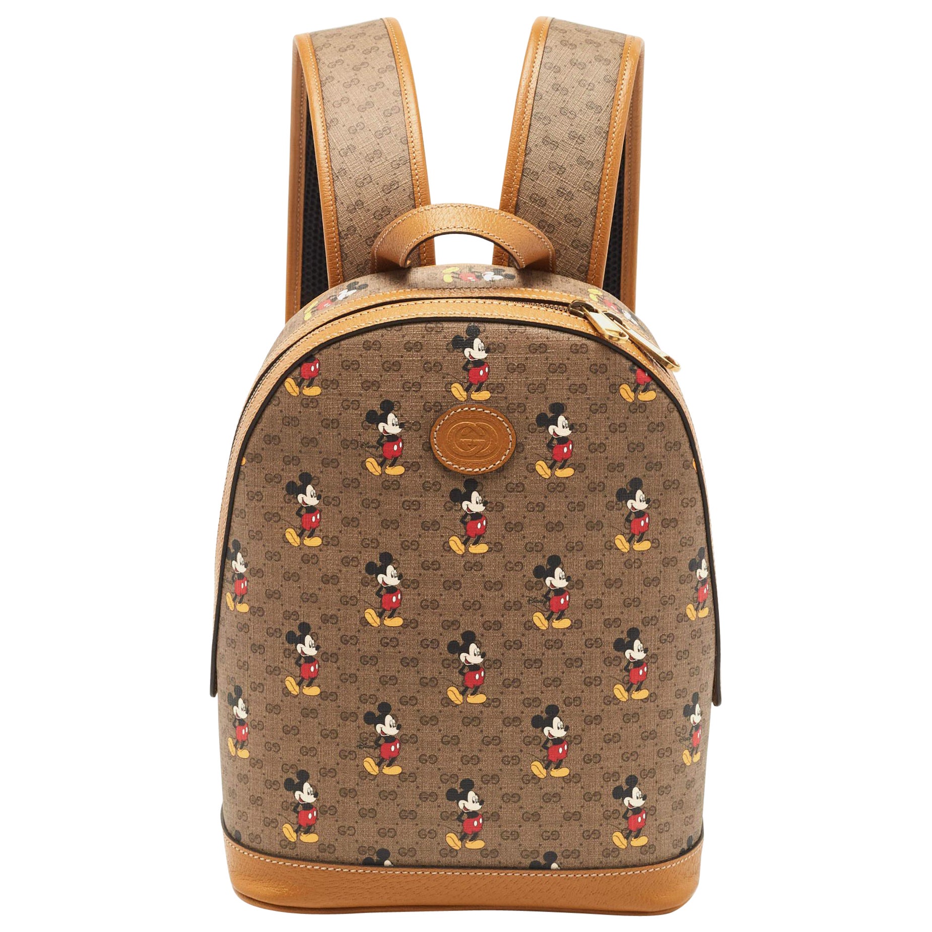 Gucci x Disney Tan/Beige Micro GG Supreme Canvas Small Mickey Backpack