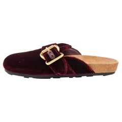 Prada Burgundy Velvet Flat Mules Size 38